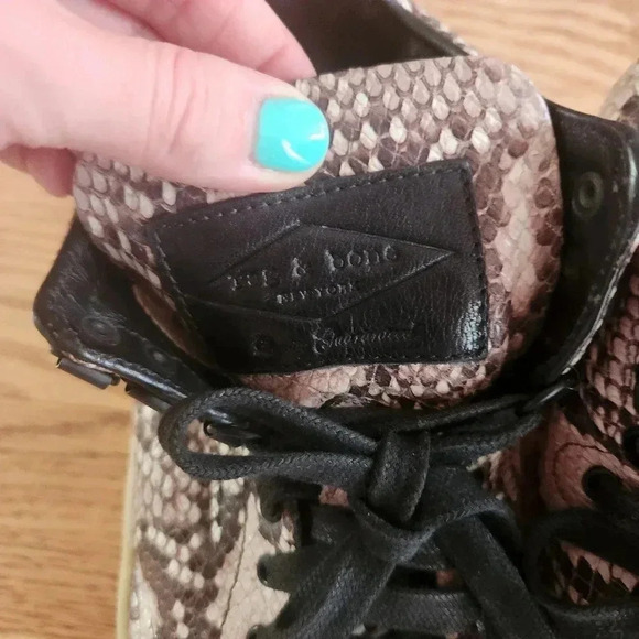 GUC Rag & Bone Leather Snakeskin Sneakers, Size 7 - Picture 6 of 17